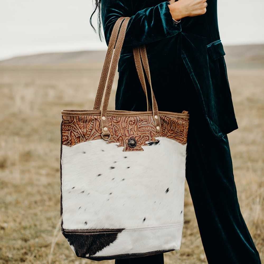 Leather and Cowhide Large Tote